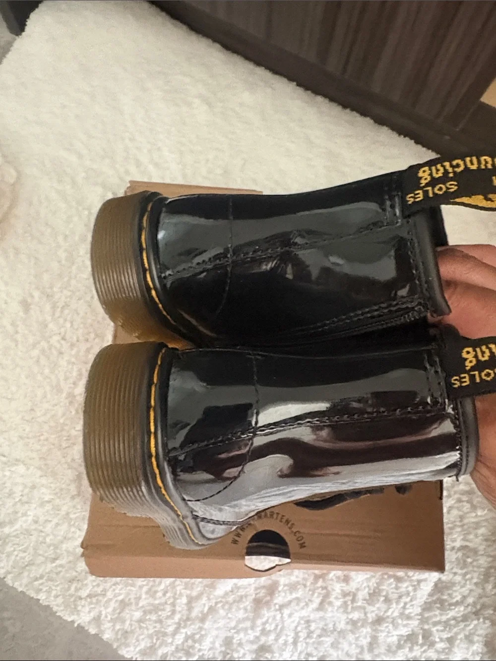 Dr. Martens Kids Black Patent Lace-Up Combat Boots